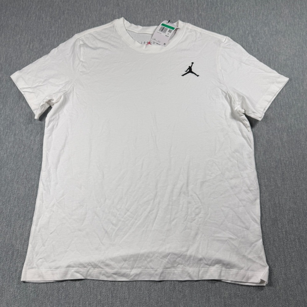 Jordan Shirt Mens XL White Jumpman Graphic Embroidered Crew Neck Tee DC7485-100